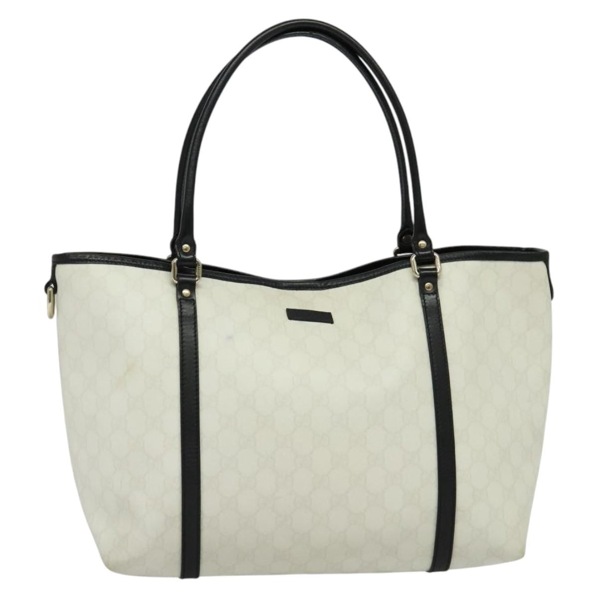 Gucci Joy Tote GG Coated Canvas with Leather, WHITE, CANVAS, Tote bag