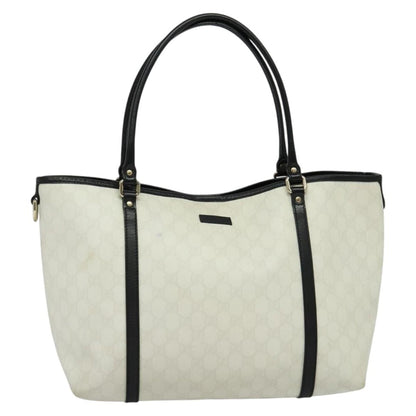 Gucci Joy Tote GG Coated Canvas with Leather, WHITE, CANVAS, Tote bag