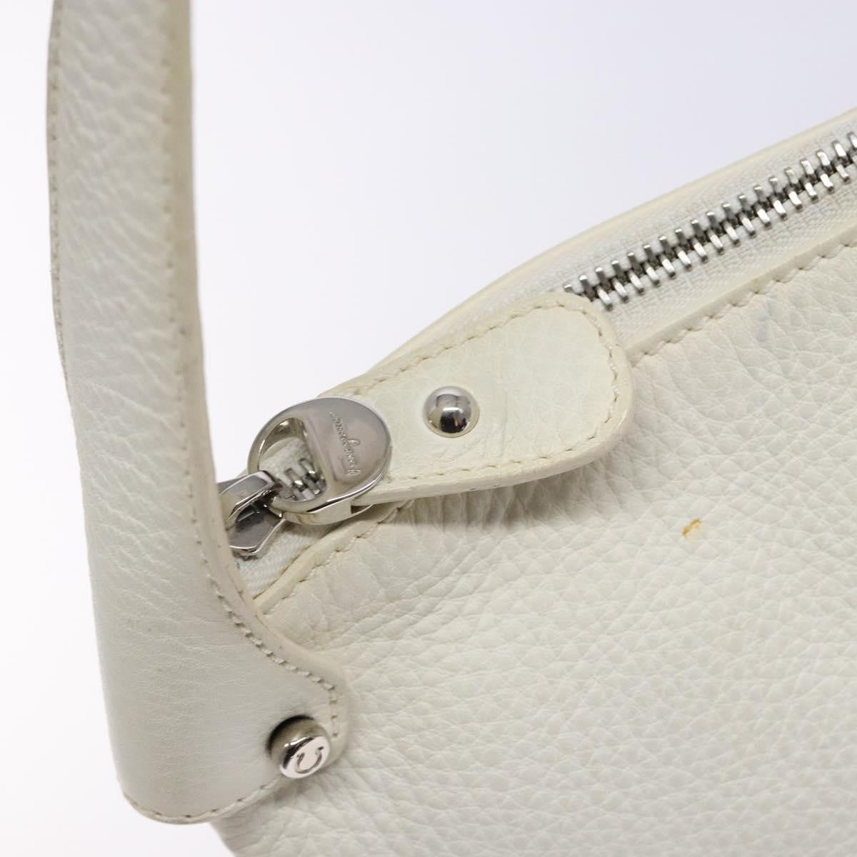 Salvatore Ferragamo Gancini Shoulder Bag Leather, WHITE, LEATHER, Shoulder bag