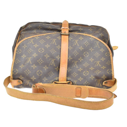 Louis Vuitton Saumur Handbag Monogram Canvas, BROWN, LEATHER, Shoulder bag