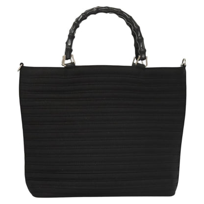 Gucci Vintage Bamboo Handle Tote Nylon, BLACK, NYLON, Tote bag