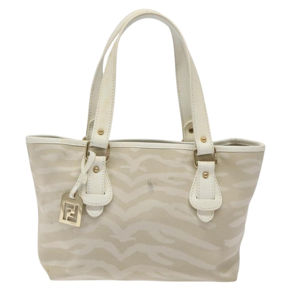 Fendi Vintage Tiger Tote Canvas, WHITE, CANVAS, Tote bag