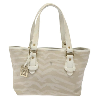 Fendi Vintage Tiger Tote Canvas, WHITE, CANVAS, Tote bag