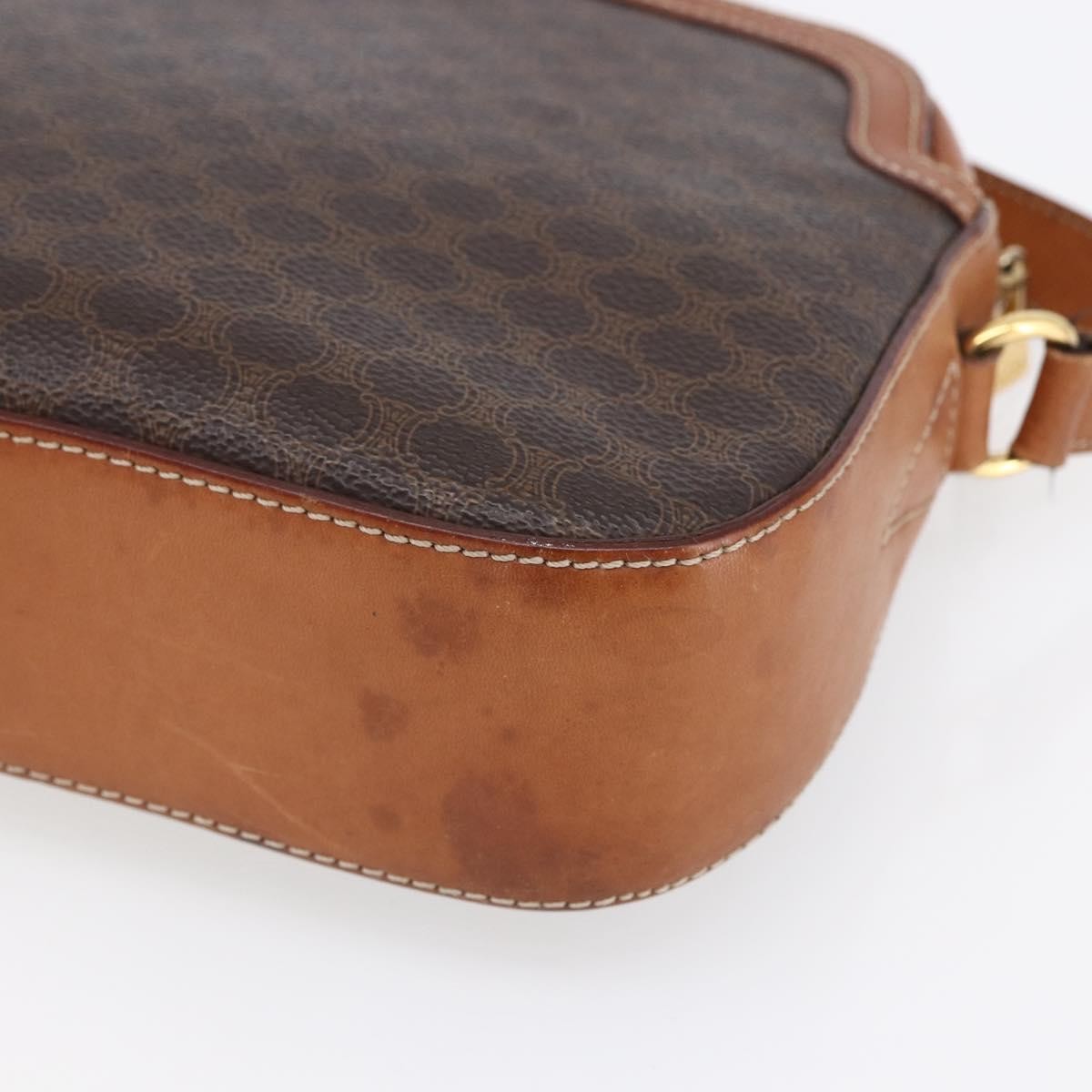 Celine Vintage Macadam Shoulder Bag Canvas and Leather, BROWN, CANVAS, Shoulder bag