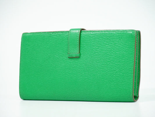 Hermes Bearn Wallet Chevre Mysore, GREEN, LEATHER, Wallets