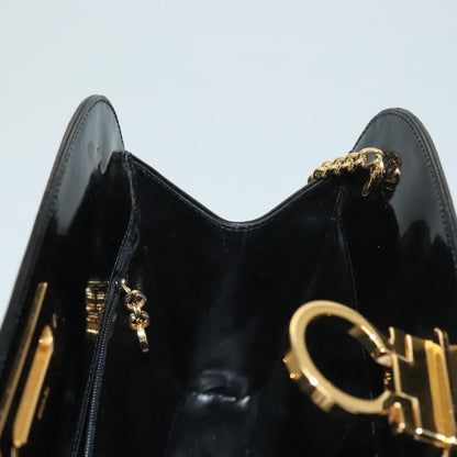 Salvatore Ferragamo Vintage Gancini Chain Shoulder Bag Patent Leather, BLACK, PATENT_LEATHER, Shoulder bag