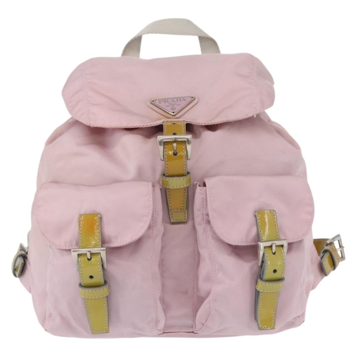 Prada Double Front Pocket Backpack Tessuto, PINK, NYLON, Backpack