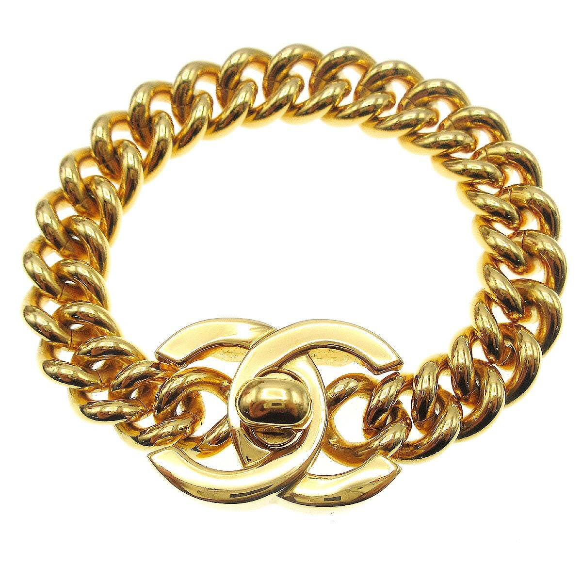 Chanel Vintage CC Turnlock Chain Bracelet Metal, GOLD, GOLD_PLATED, Bracelet