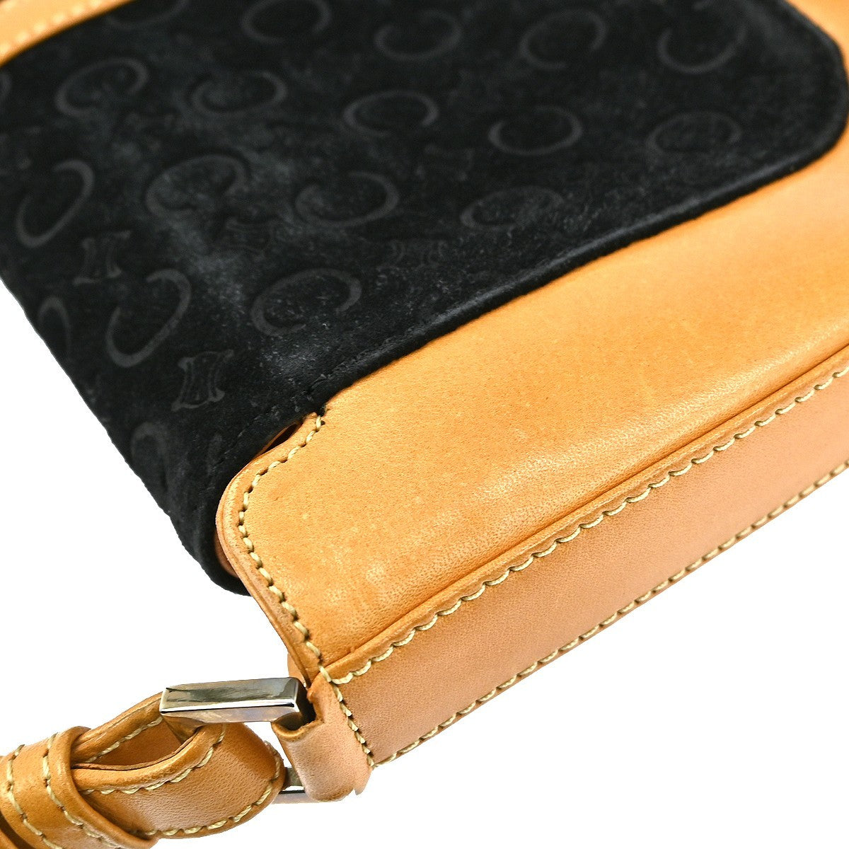 Celine C Macadam Shoulder bag Suede, BLACK, SUEDE, Shoulder bag