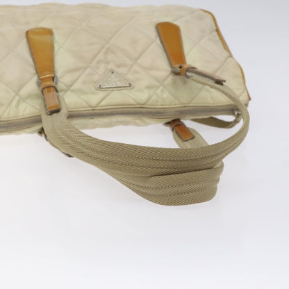 Prada Vintage Shoulder Bag Nylon and Patent Leather, BEIGE, NYLON, Shoulder bag