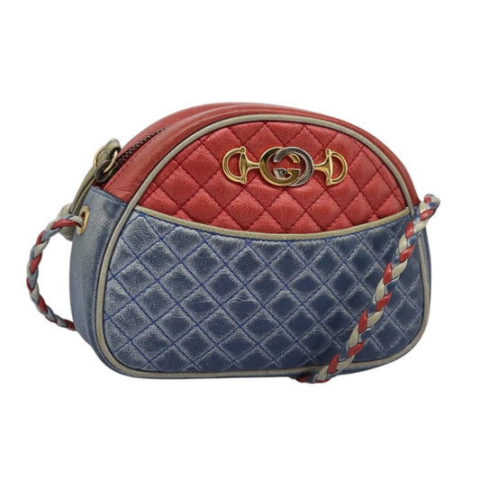 Gucci Trapuntata Camera Shoulder Bag Lambskin, RED, LEATHER, Shoulder bag