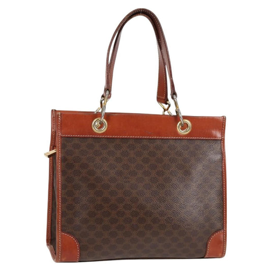 Celine Vintage Macadam Shoulder Bag Leather, BROWN, LEATHER, Shoulder bag