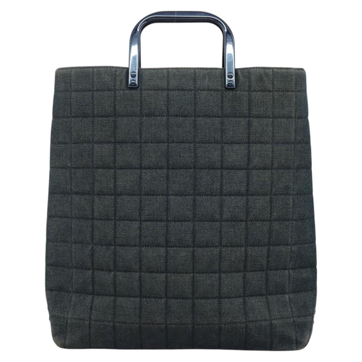 Chanel Chocolate Bar Tote Quilted Canvas, BLUE, CANVAS, Tote bag