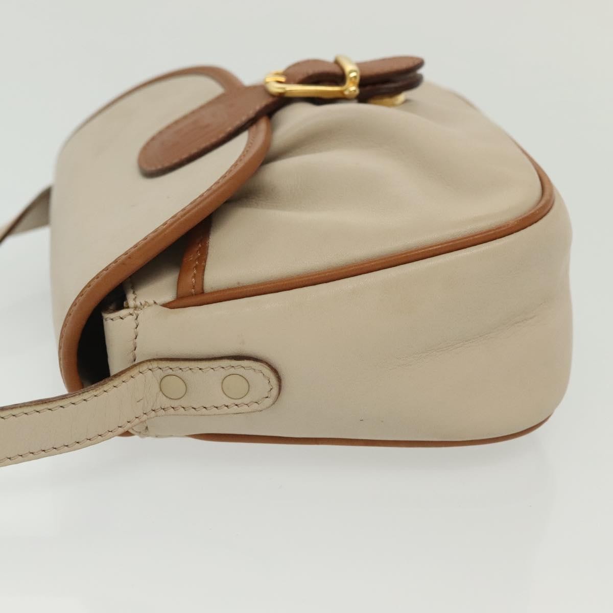 Celine Vintage Triomphe Shoulder Bag Leather, BEIGE, LEATHER, Shoulder bag
