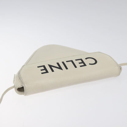 Celine Triangle Bag Leather, WHITE, LEATHER, Shoulder bag