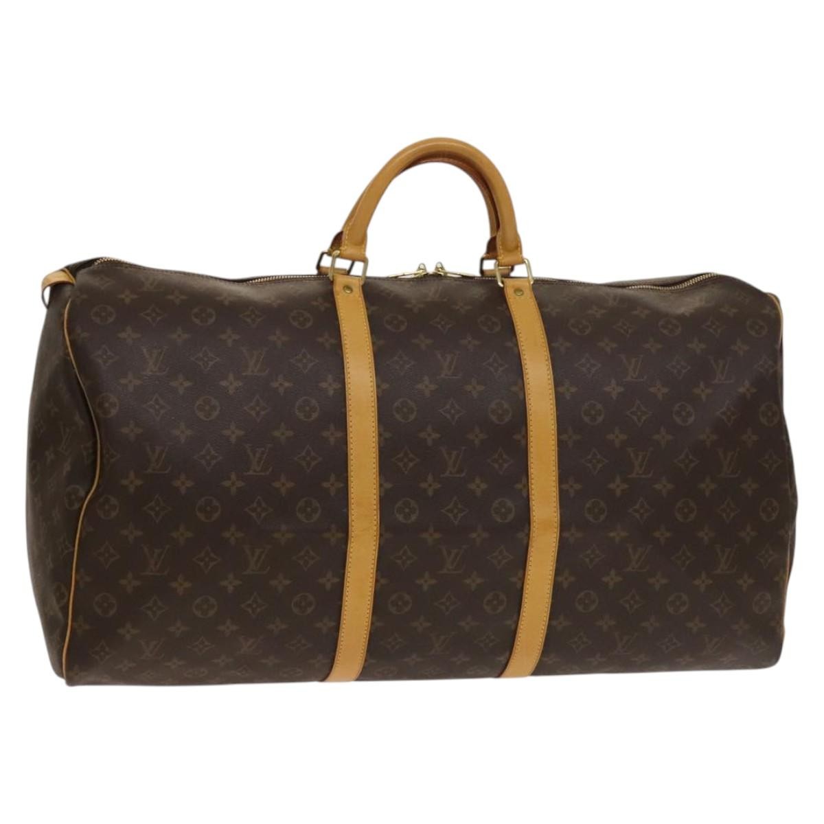 Louis Vuitton Keepall Bag Monogram Canvas, BROWN, CANVAS, Travel bag