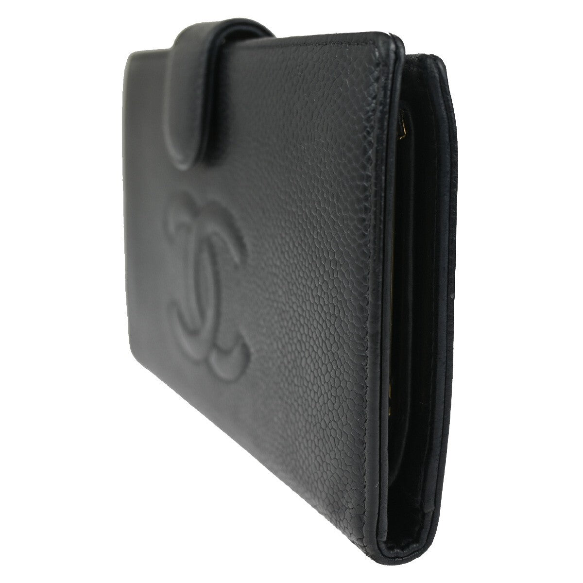 Chanel CC Bifold Wallet Quilted Caviar, BLACK, LEATHER, Wallets