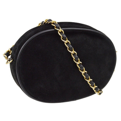 Chanel Vintage Tambourine Crossbody Bag Suede, BLACK, SUEDE, Clutche & pouche