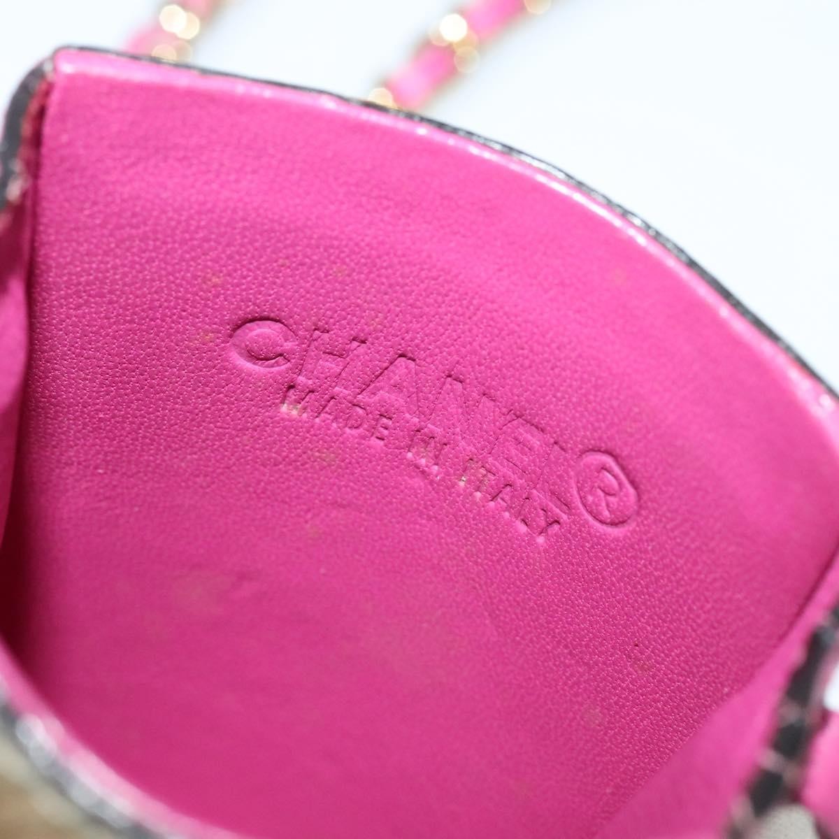 Chanel Vintage Card Case with Charm Quilted Lambskin, PINK, LEATHER, Card Holders