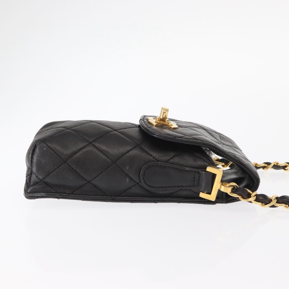 Chanel Chain Shoulder Bag Leather, BLACK, LEATHER, Shoulder bag