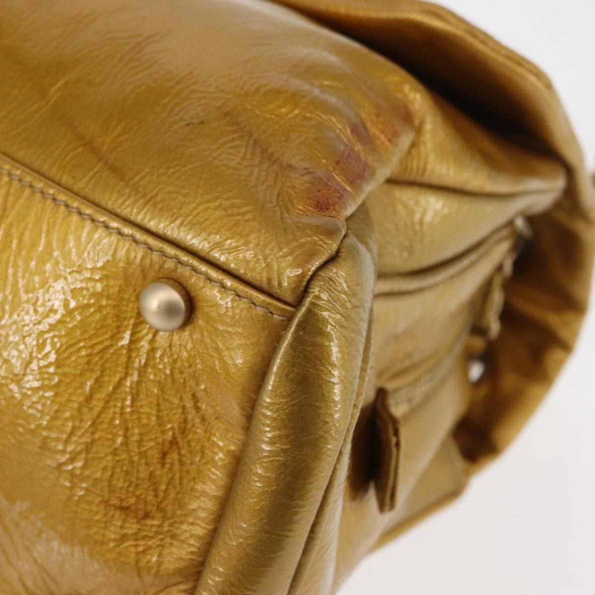 Chanel Luxe Ligne Flap Bag Patent, GOLD, LEATHER, Handbag