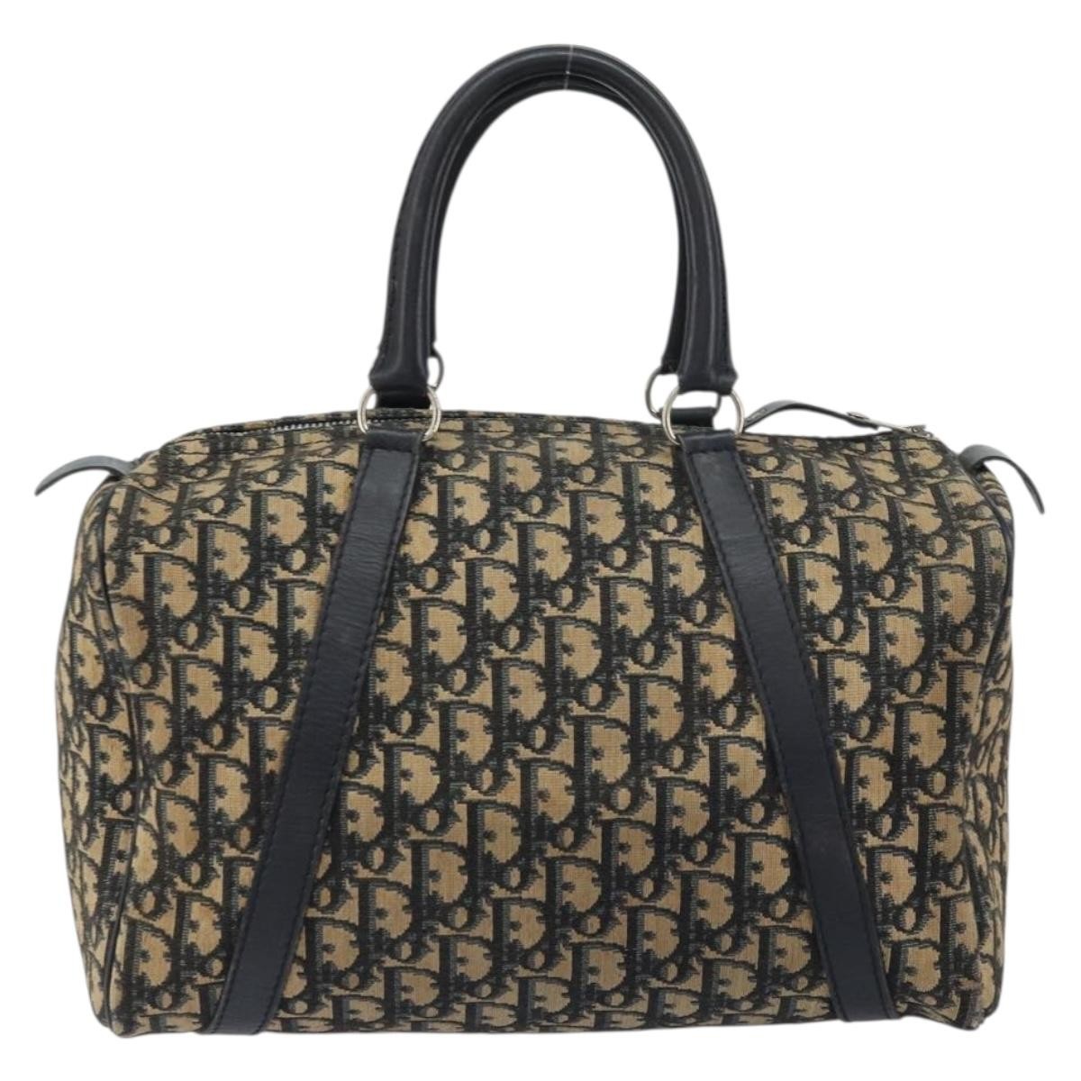 Christian Dior Vintage Trotter Boston Bag Canvas, NAVY, CANVAS, Travel bag