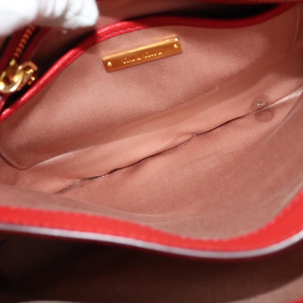 Miu Miu Madras Convertible Lock Tote Leather, RED, LEATHER, Handbag