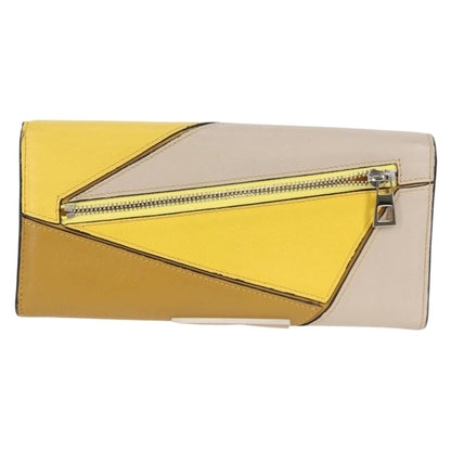 Loewe Puzzle Zip Wallet Leather, YELLOW, LEATHER, Wallets