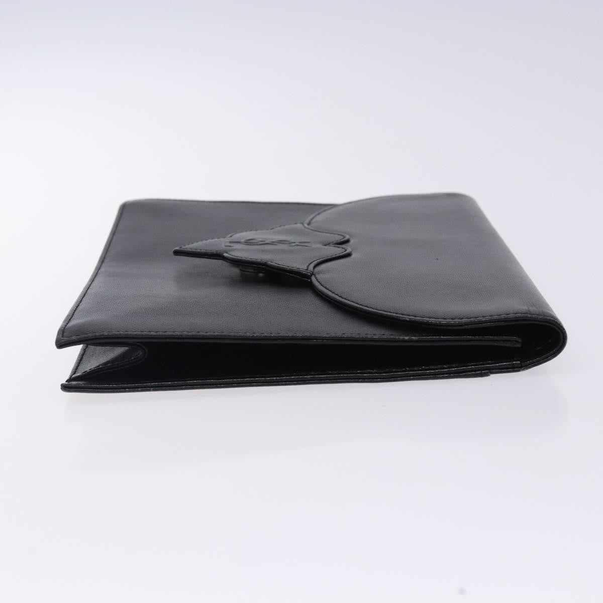 Saint Laurent Vintage Envelope Flap Clutch Leather, BLACK, LEATHER, Clutche & pouche