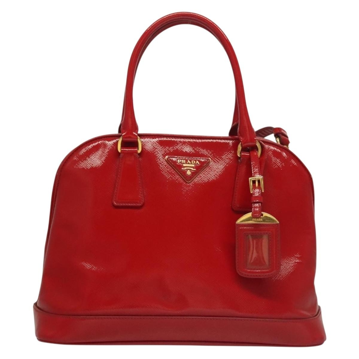 Prada Open Promenade Bag Vernice Saffiano Leather, RED, PATENT_LEATHER, Handbag