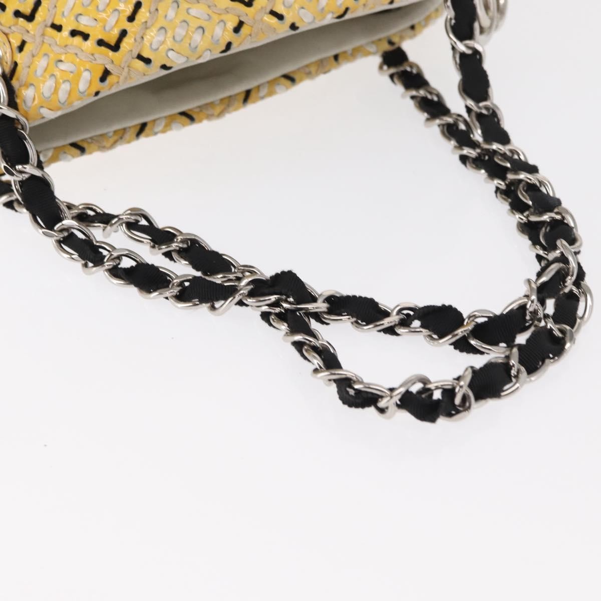 Chanel Just Mademoiselle Bag Woven Stitch Patent, YELLOW, PATENT_LEATHER, Shoulder bag