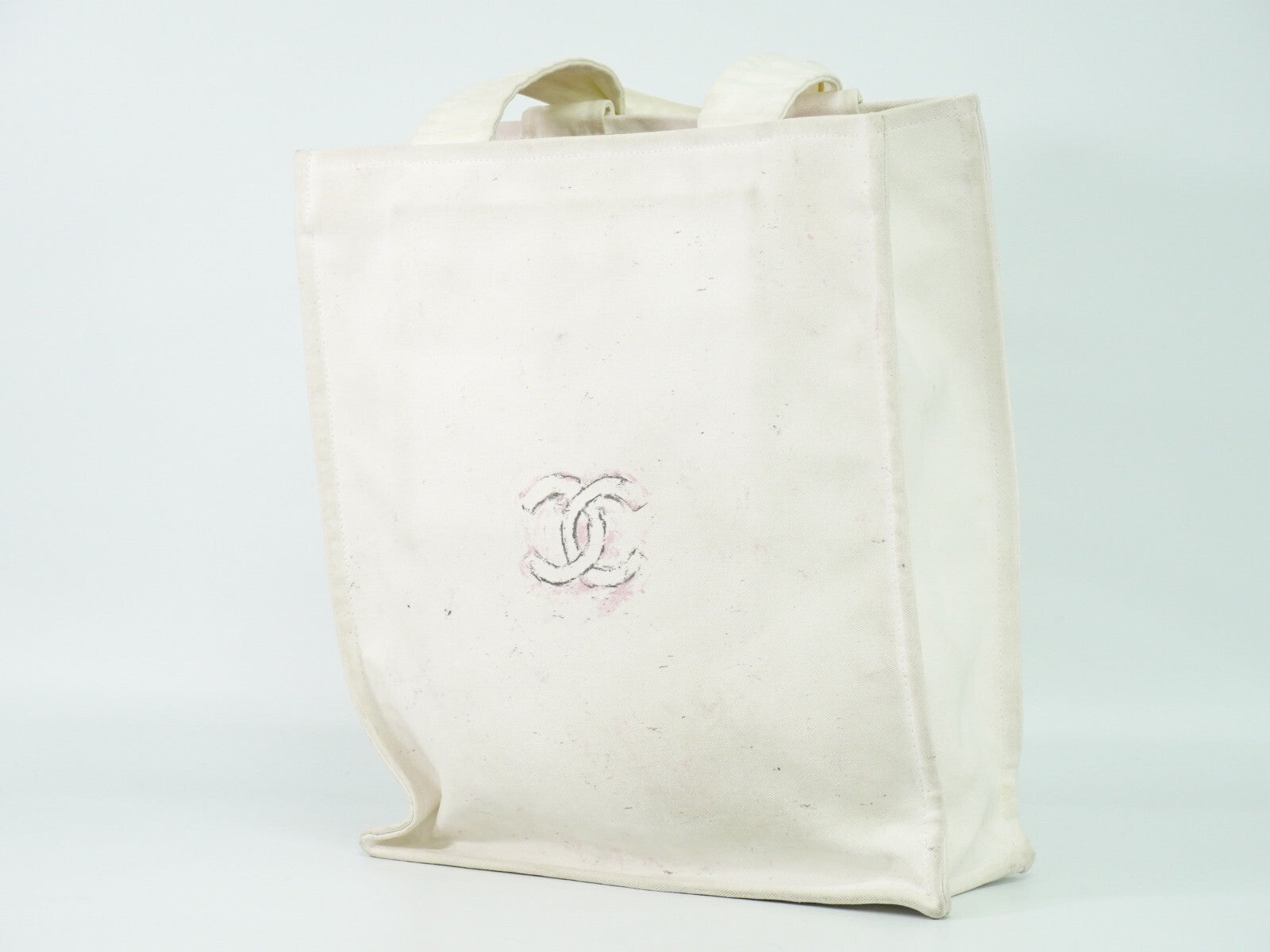 Chanel Cruise Tote Printed Canvas, WHITE, CANVAS, Tote bag