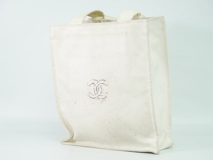Chanel Cruise Tote Printed Canvas, WHITE, CANVAS, Tote bag