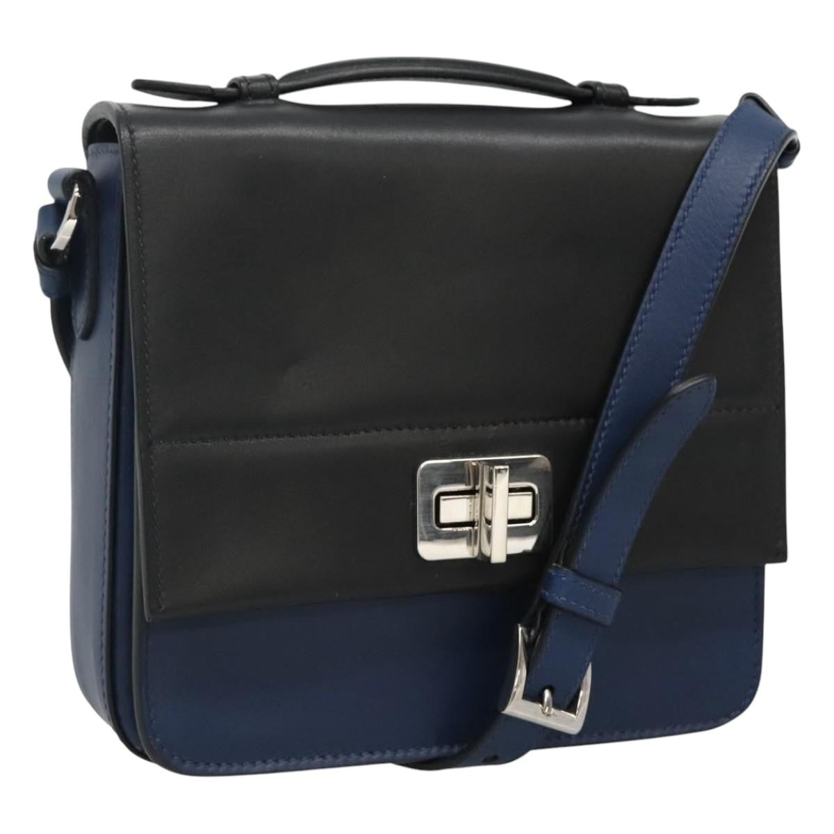 Prada Turnlock Crossbody Bag City Calf, BLACK, LEATHER, Shoulder bag