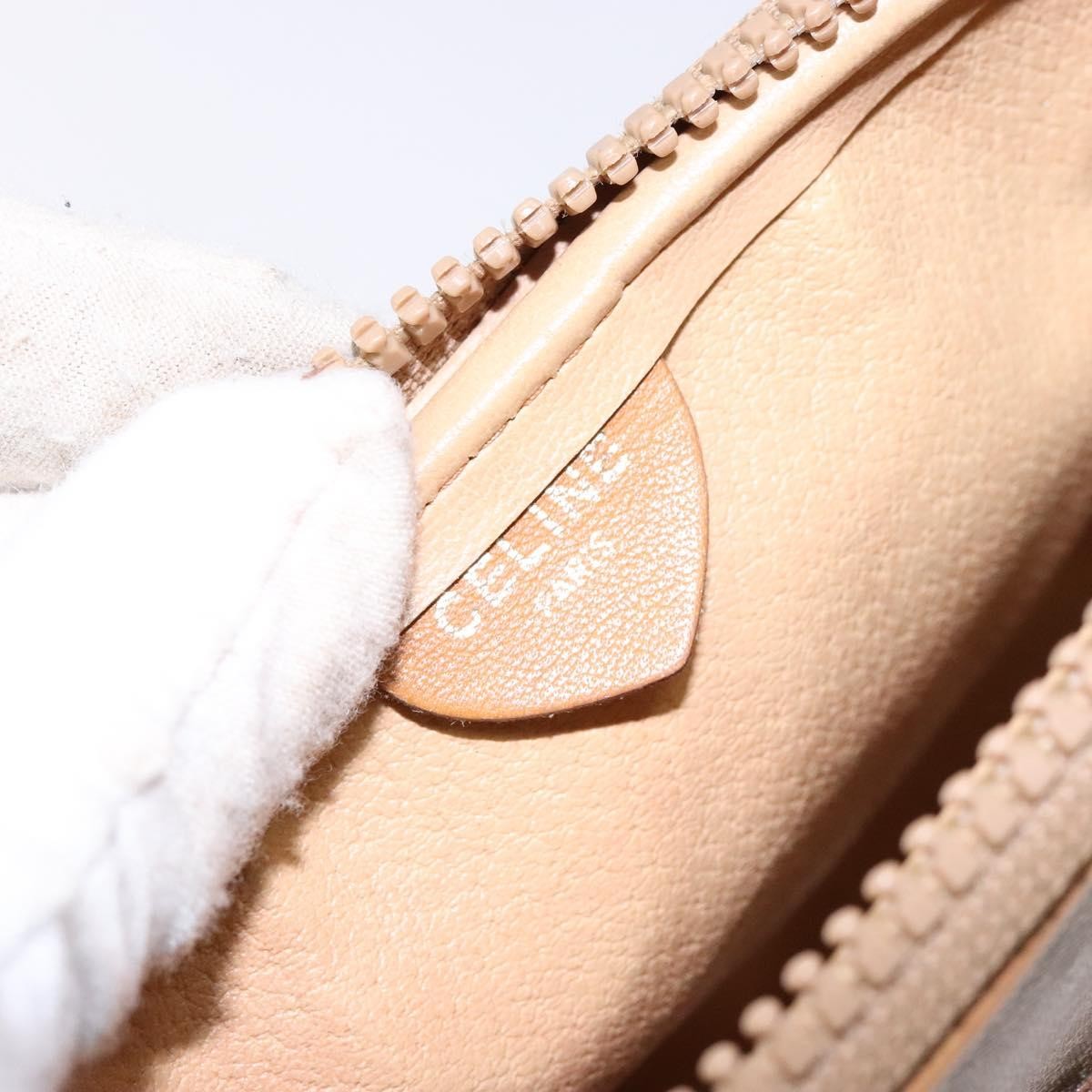 Celine Vintage Macadam Shoulder Bag Canvas and Leather, BEIGE, CANVAS, Shoulder bag