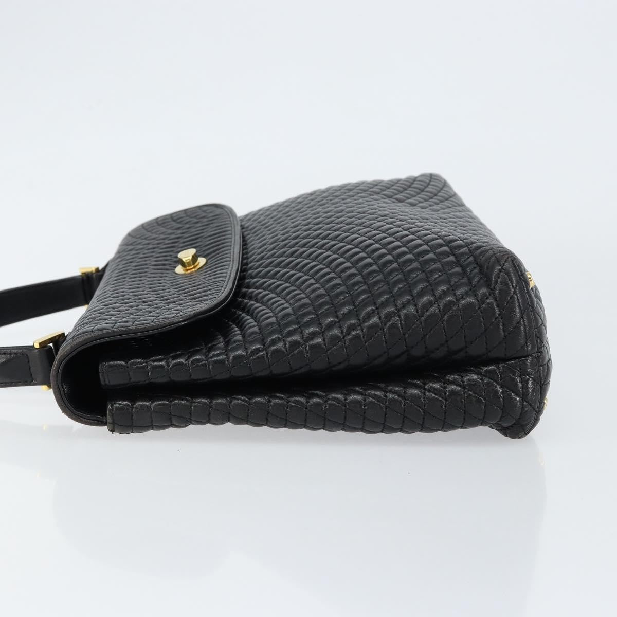 Bally Vintage Handbag Quilted Leather, BLACK, LEATHER, Handbag