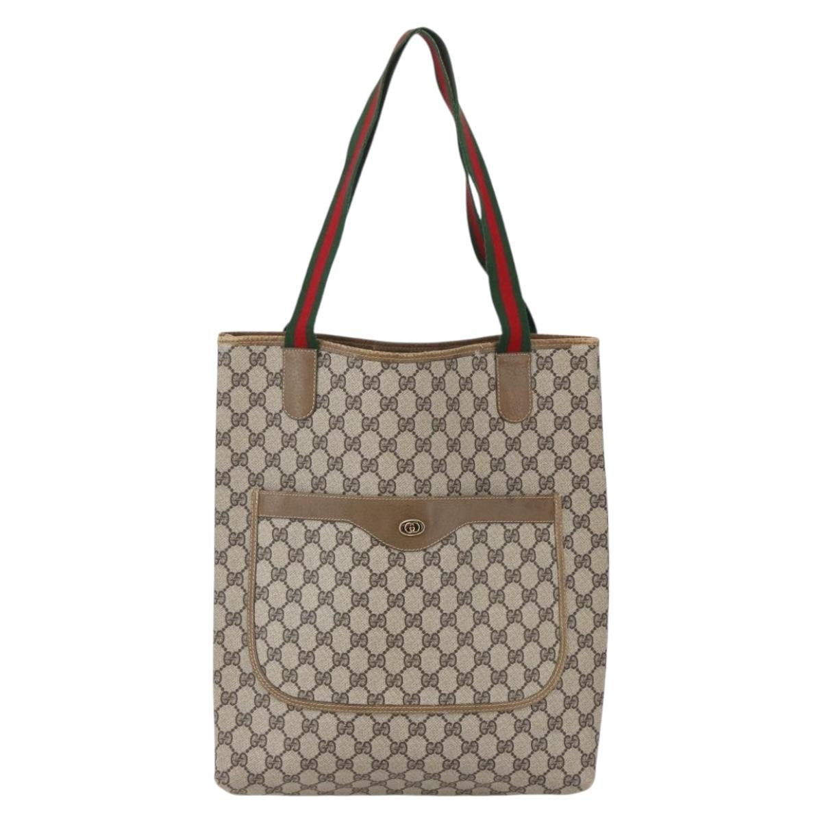 Gucci Sherry Line Tote Canvas, BEIGE, CANVAS, Tote bag