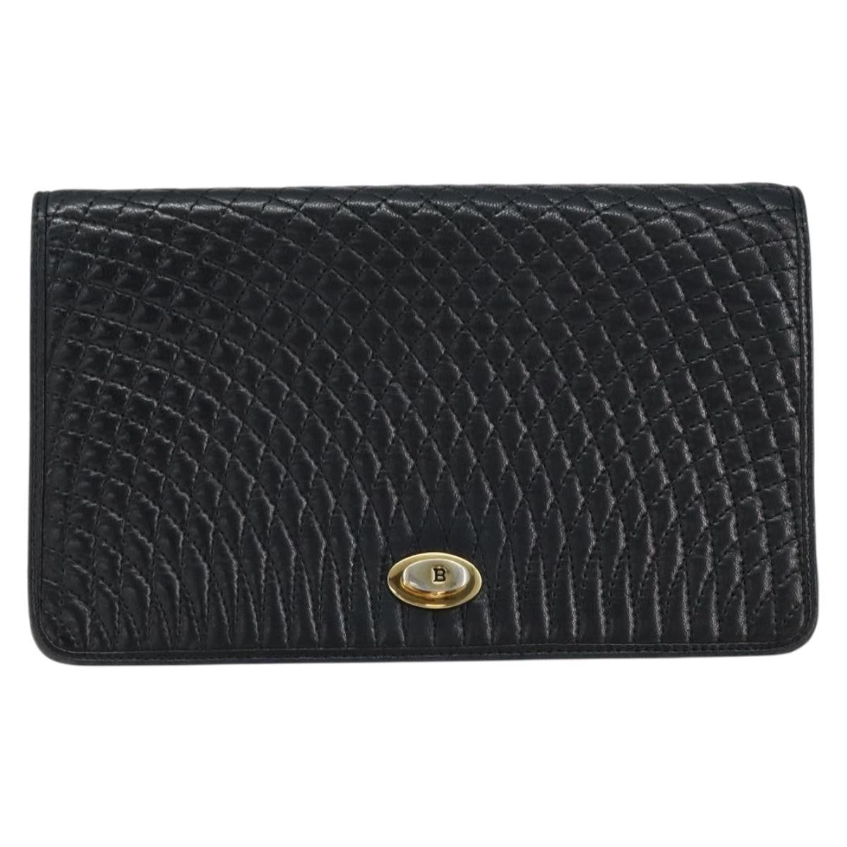 Bally Vintage Chain Shoulder Bag Quilted Leather, BLACK, LEATHER, Shoulder bag