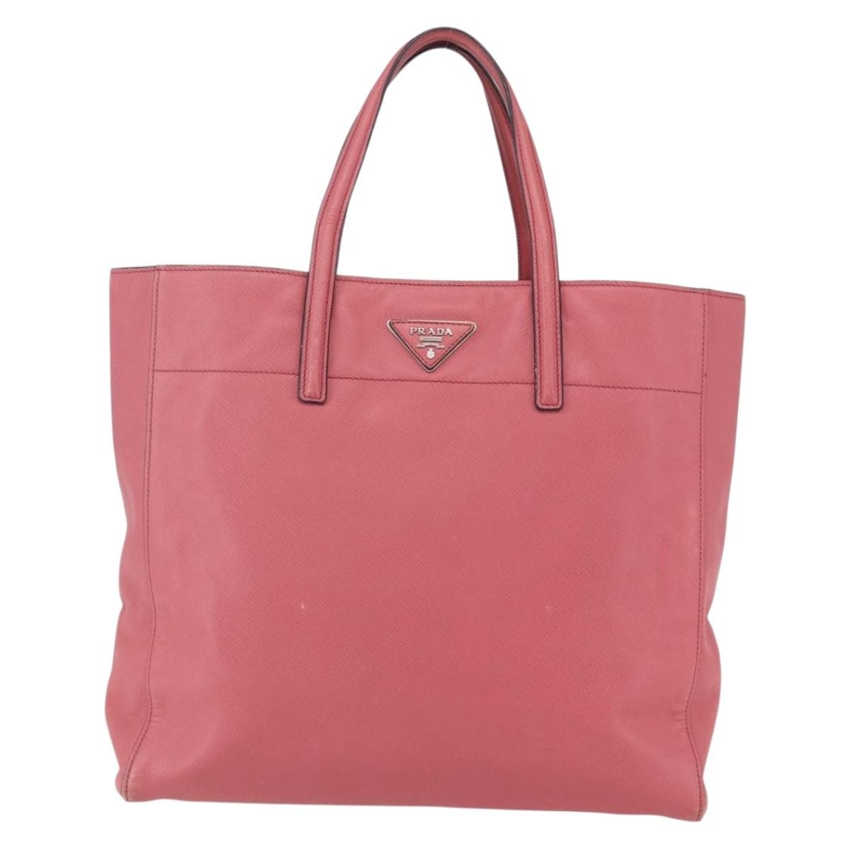 Prada Convertible Soft Shopping Tote Saffiano Leather, PINK, LEATHER, Tote bag