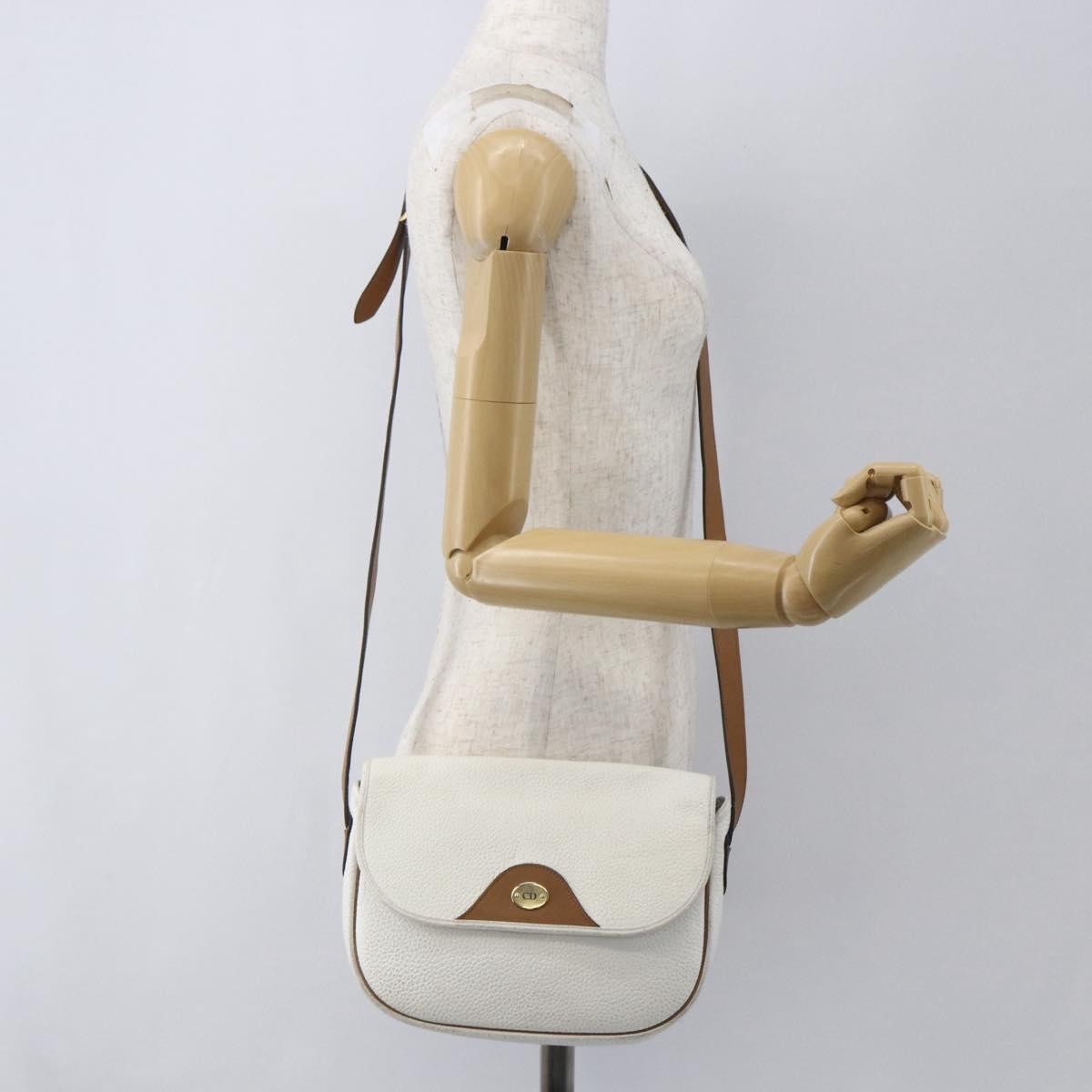 Christian Dior Vintage Shoulder Bag Leather, WHITE, LEATHER, Shoulder bag