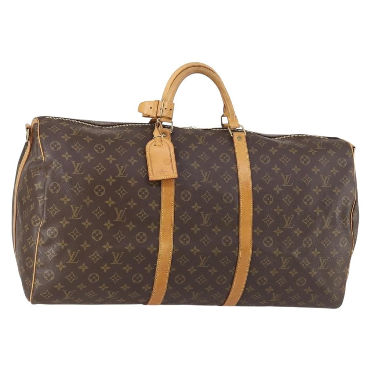 Louis Vuitton Keepall Bandouliere Bag Monogram Canvas, BROWN, CANVAS, Travel bag