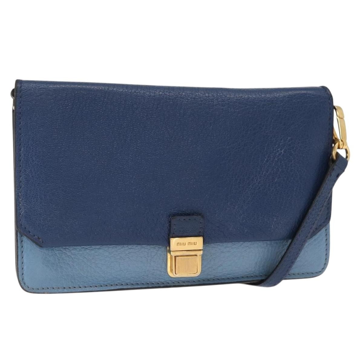 Miu Miu Shoulder Bag Leather, BLUE, LEATHER, Shoulder bag