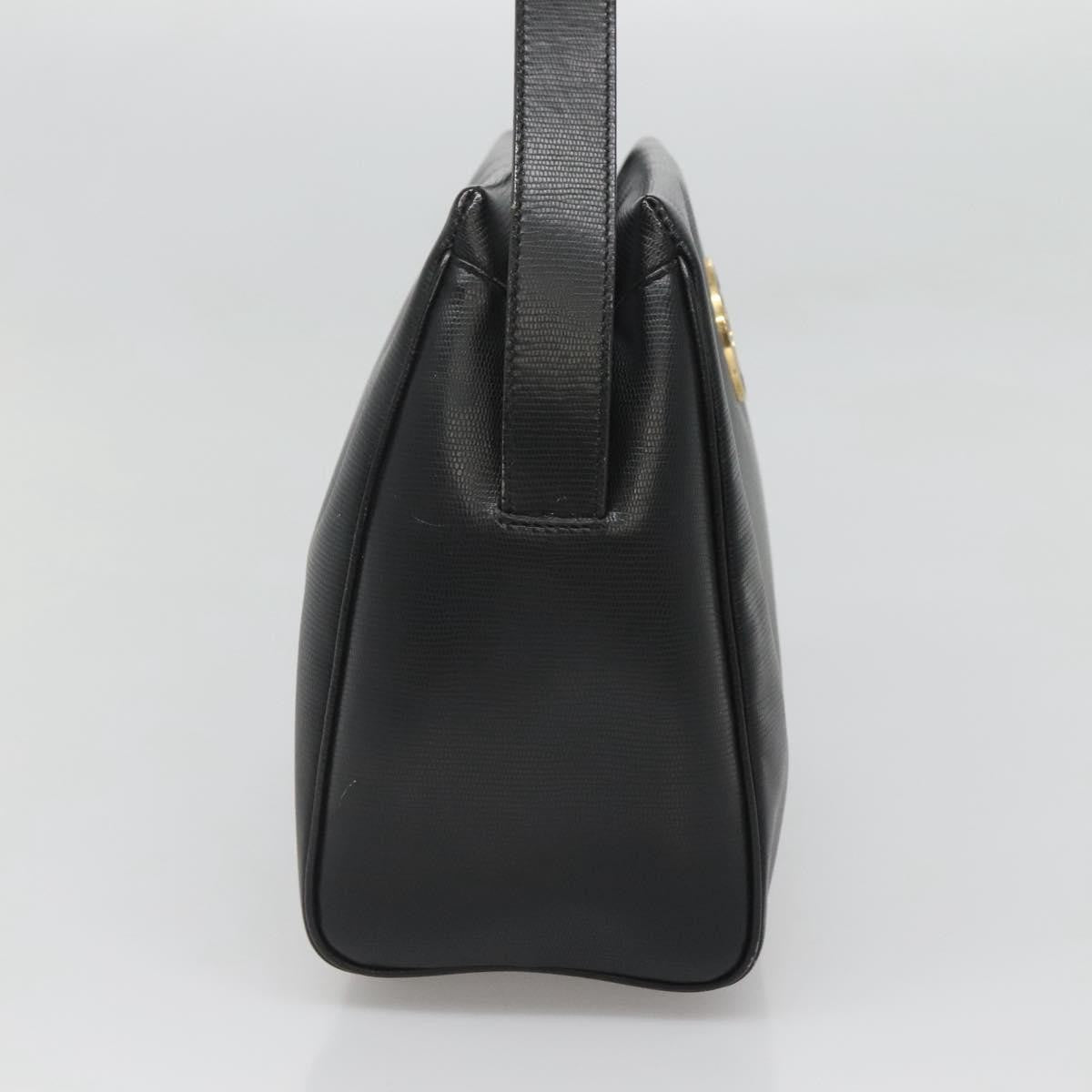 Celine Circle Logo Handbag Leather, BLACK, LEATHER, Handbag