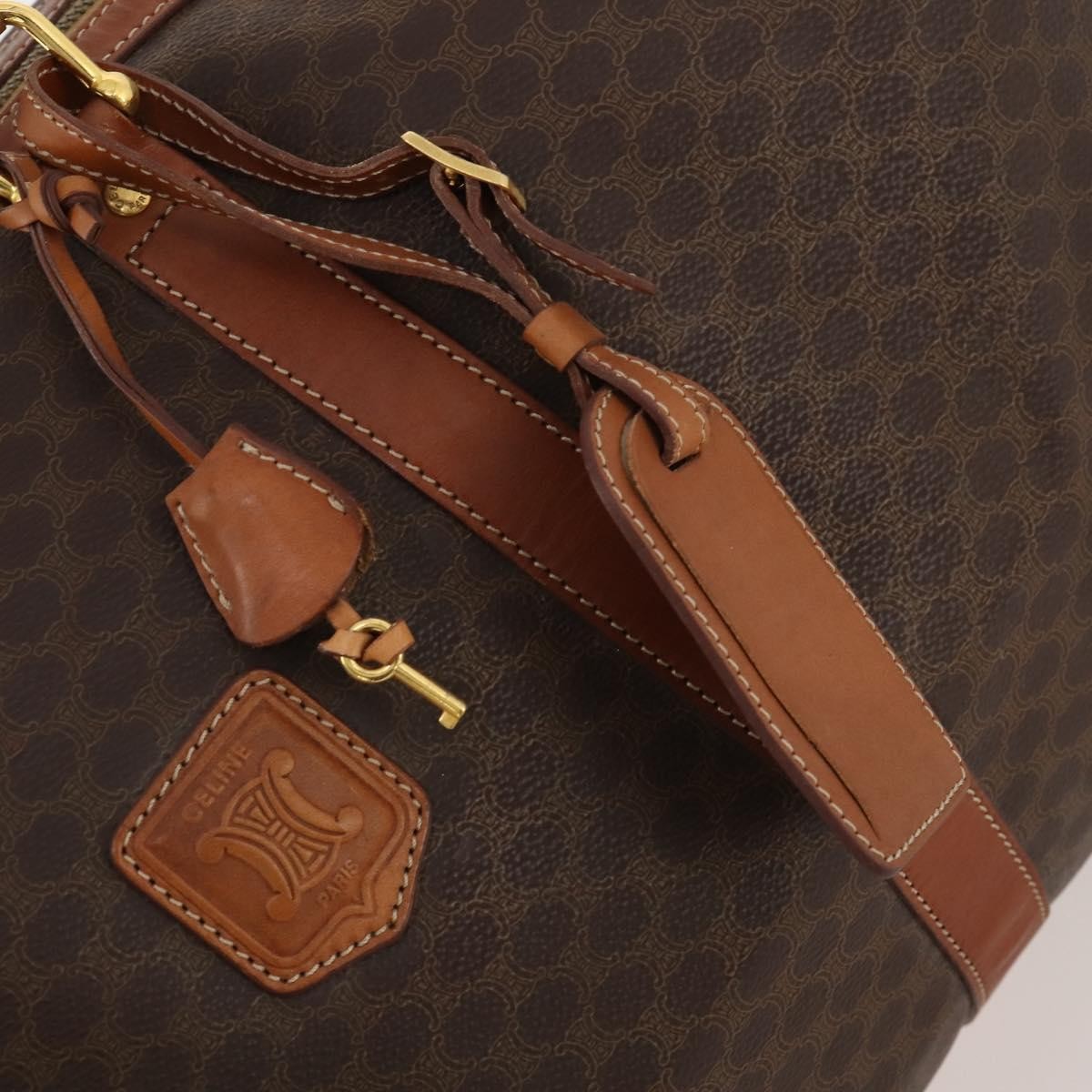 Celine Vintage Macadam Boston bag Canvas and Leather, BROWN, CANVAS, Travel bag