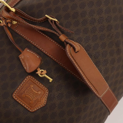 Celine Vintage Macadam Boston bag Canvas and Leather, BROWN, CANVAS, Travel bag