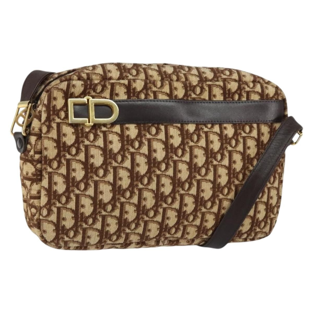 Christian Dior Vintage Trotter Crossbody Bag Diorissimo Coated Canvas, BROWN, CANVAS, Shoulder bag