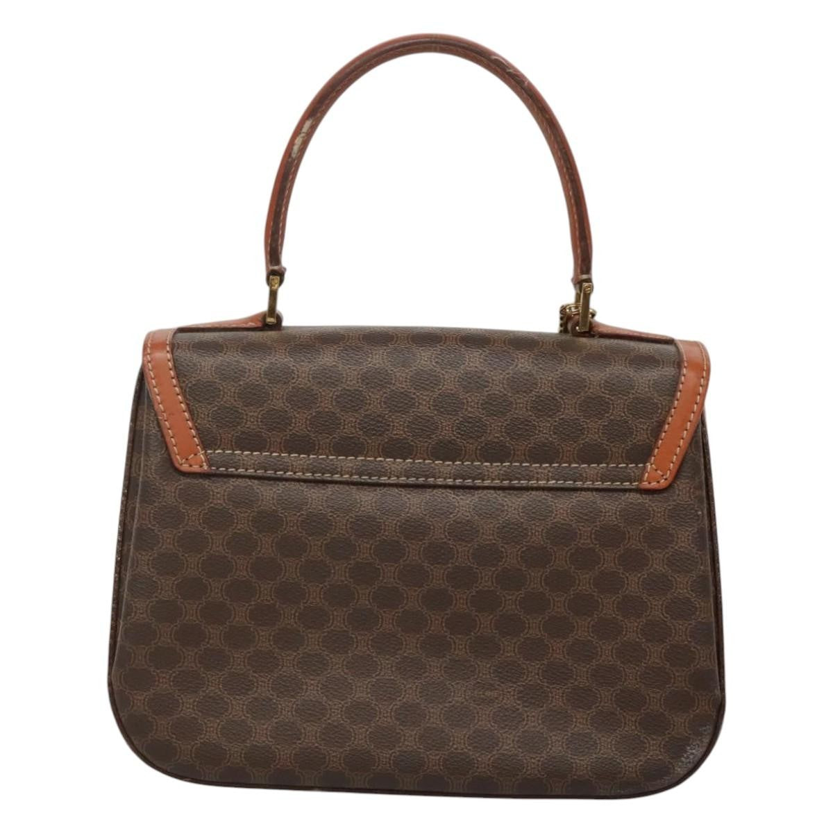 Celine Vintage Convertible Top Handle Bag Macadam Coated Canvas, BROWN, CANVAS, Handbag