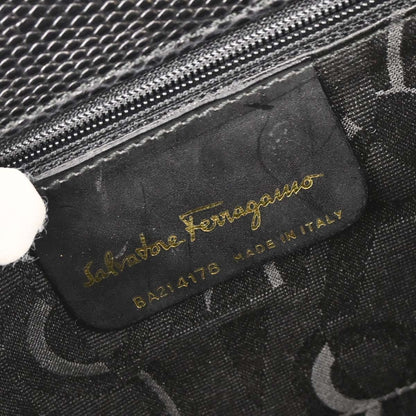 Salvatore Ferragamo Convertible Vara Bow Tote Lizard Embossed Leather, BLACK, LEATHER, Handbag