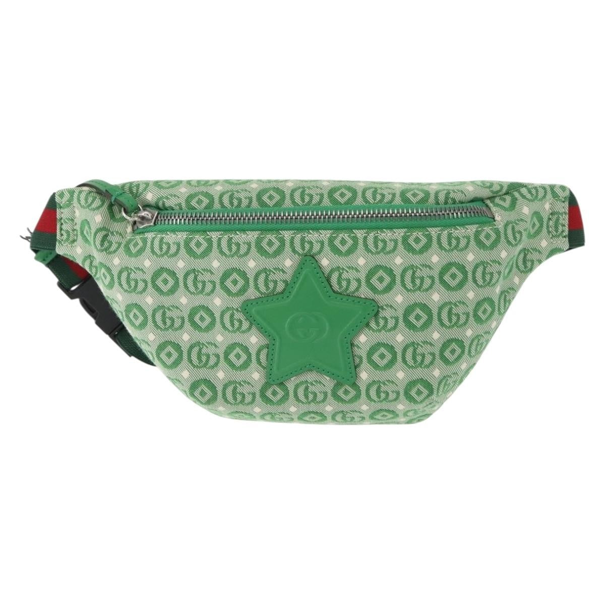 Gucci Waist Pouch Belt Bag GG Canvas, GREEN, CANVAS, Clutche & pouche