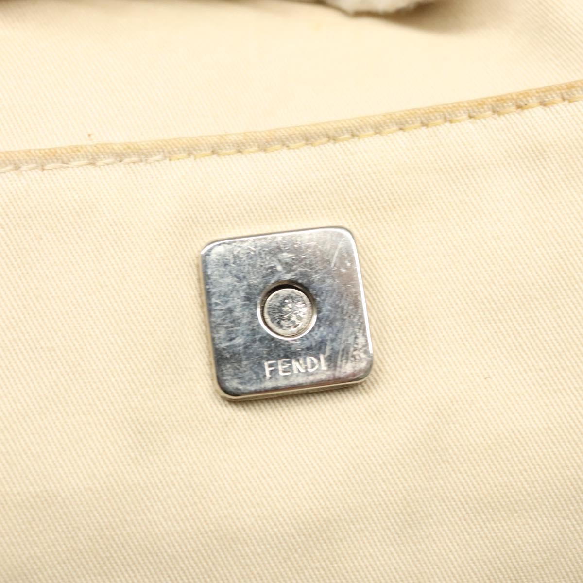 Fendi Vintage FF Buckle Shoulder Bag Canvas, WHITE, CANVAS, Shoulder bag